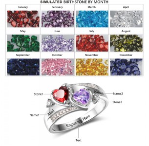 Birthstone Ring, Sterling Silver Personalized Engravable Ring JEWJORI102502